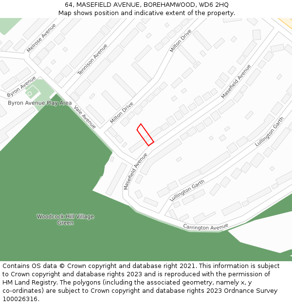 64, MASEFIELD AVENUE, BOREHAMWOOD, WD6 2HQ: Location map and indicative extent of plot