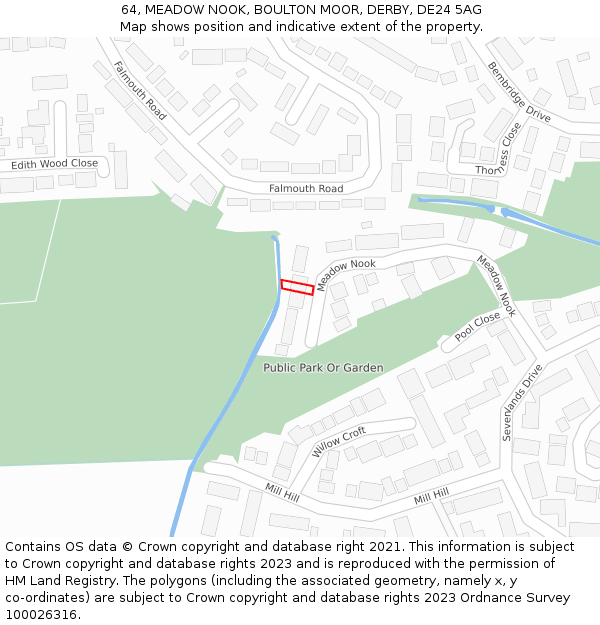64, MEADOW NOOK, BOULTON MOOR, DERBY, DE24 5AG: Location map and indicative extent of plot