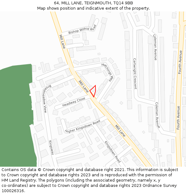 64, MILL LANE, TEIGNMOUTH, TQ14 9BB: Location map and indicative extent of plot
