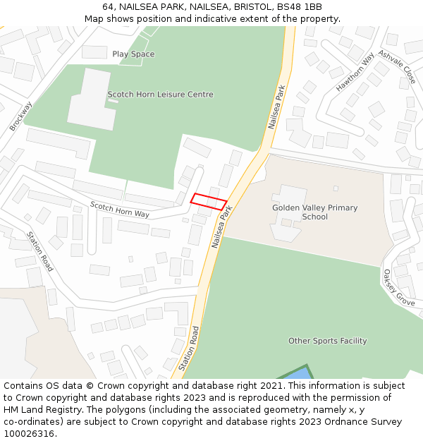 64, NAILSEA PARK, NAILSEA, BRISTOL, BS48 1BB: Location map and indicative extent of plot
