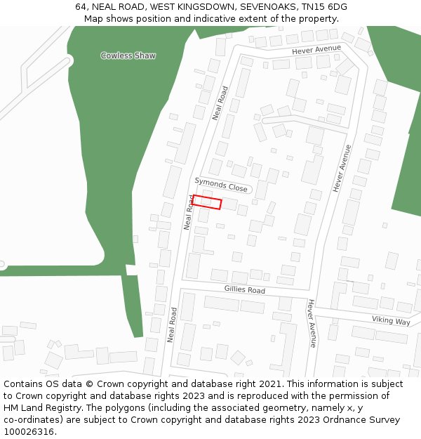 64, NEAL ROAD, WEST KINGSDOWN, SEVENOAKS, TN15 6DG: Location map and indicative extent of plot