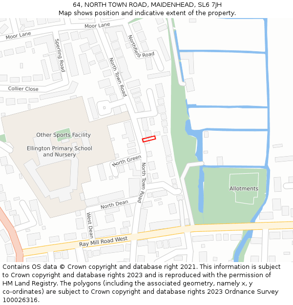 64, NORTH TOWN ROAD, MAIDENHEAD, SL6 7JH: Location map and indicative extent of plot