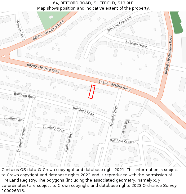 64, RETFORD ROAD, SHEFFIELD, S13 9LE: Location map and indicative extent of plot