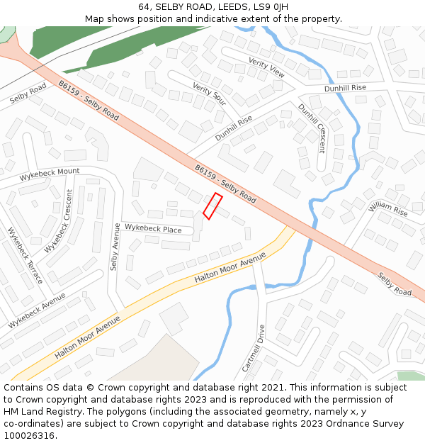 64, SELBY ROAD, LEEDS, LS9 0JH: Location map and indicative extent of plot