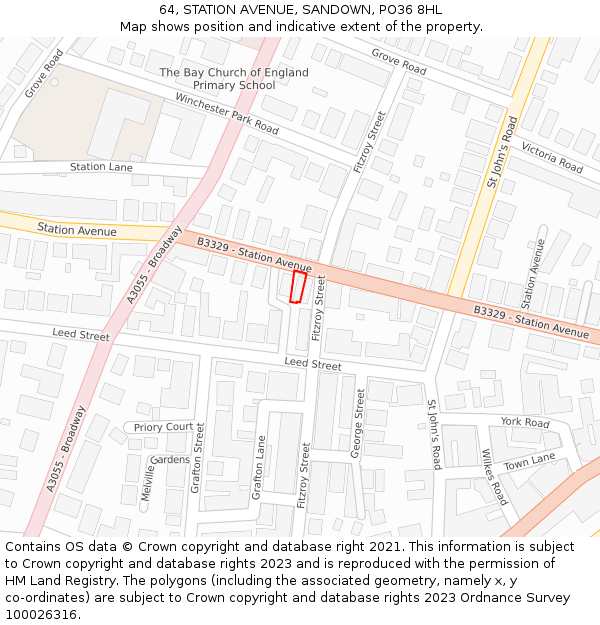 64, STATION AVENUE, SANDOWN, PO36 8HL: Location map and indicative extent of plot