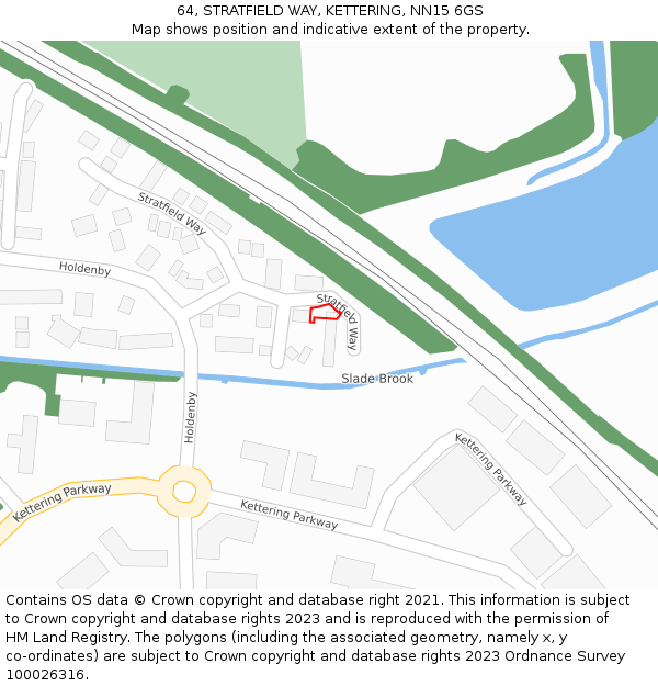 64, STRATFIELD WAY, KETTERING, NN15 6GS: Location map and indicative extent of plot