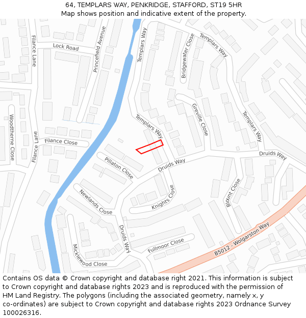 64, TEMPLARS WAY, PENKRIDGE, STAFFORD, ST19 5HR: Location map and indicative extent of plot