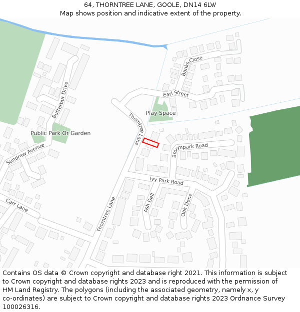 64, THORNTREE LANE, GOOLE, DN14 6LW: Location map and indicative extent of plot