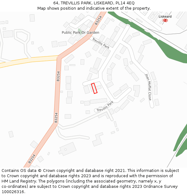 64, TREVILLIS PARK, LISKEARD, PL14 4EQ: Location map and indicative extent of plot