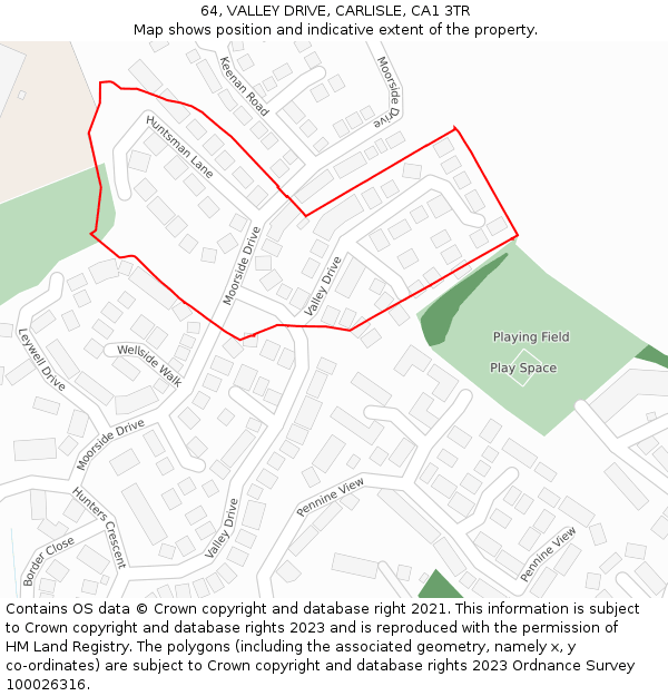 64, VALLEY DRIVE, CARLISLE, CA1 3TR: Location map and indicative extent of plot