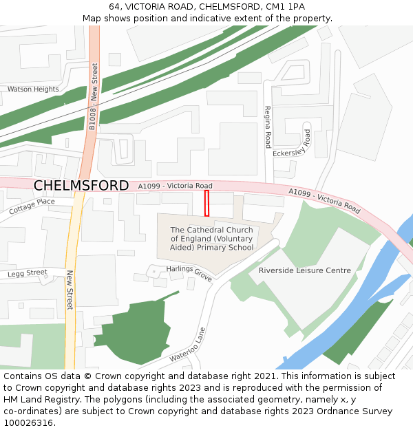 64, VICTORIA ROAD, CHELMSFORD, CM1 1PA: Location map and indicative extent of plot