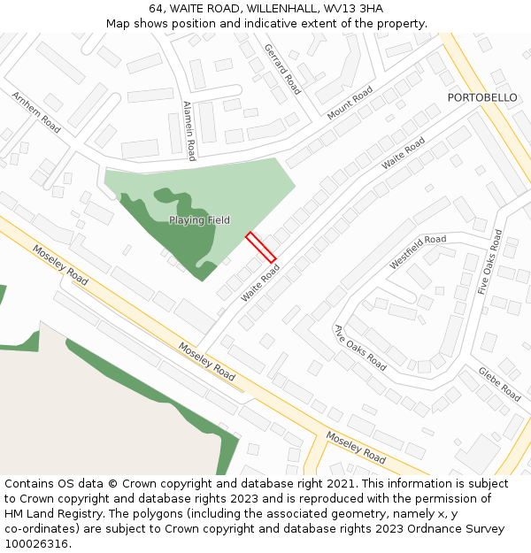 64, WAITE ROAD, WILLENHALL, WV13 3HA: Location map and indicative extent of plot