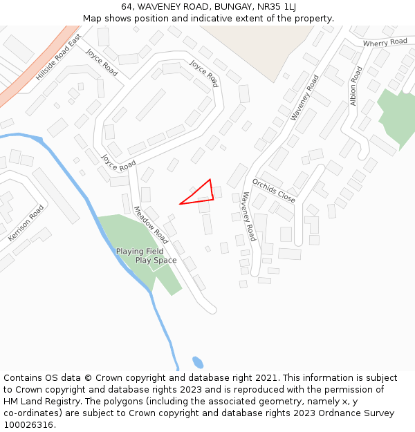 64, WAVENEY ROAD, BUNGAY, NR35 1LJ: Location map and indicative extent of plot
