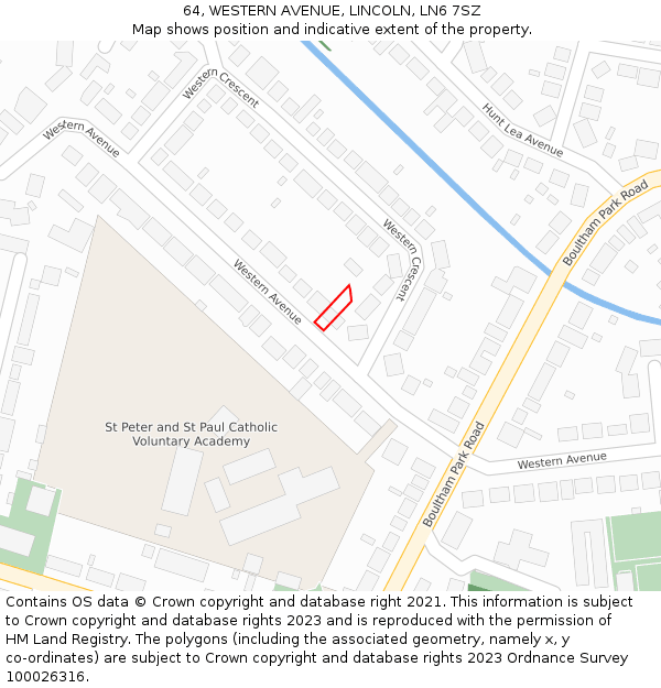 64, WESTERN AVENUE, LINCOLN, LN6 7SZ: Location map and indicative extent of plot