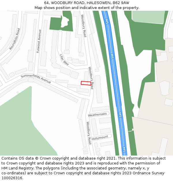 64, WOODBURY ROAD, HALESOWEN, B62 9AW: Location map and indicative extent of plot