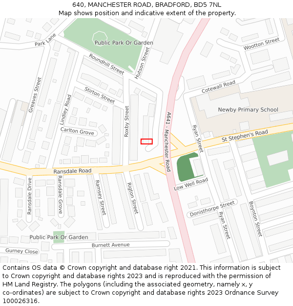640, MANCHESTER ROAD, BRADFORD, BD5 7NL: Location map and indicative extent of plot