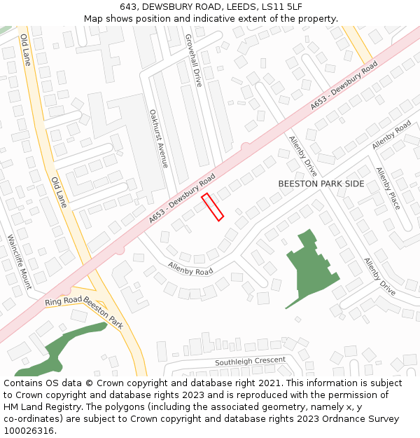 643, DEWSBURY ROAD, LEEDS, LS11 5LF: Location map and indicative extent of plot