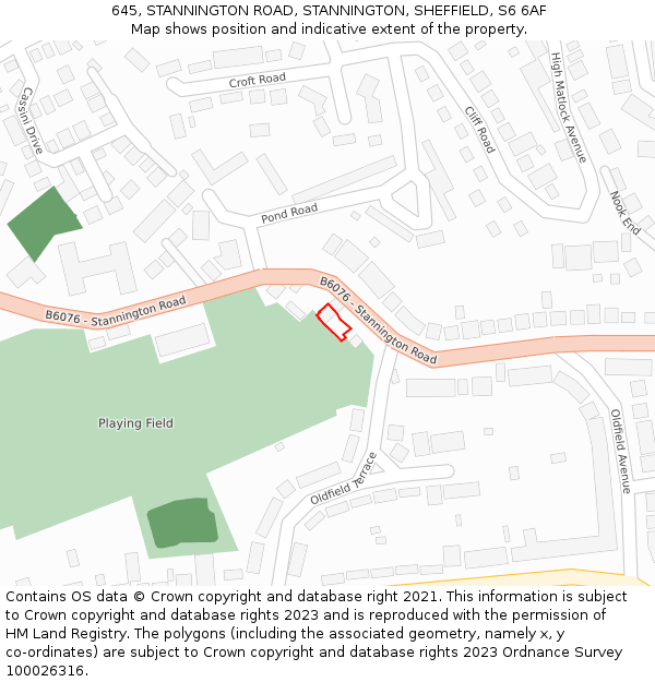 645, STANNINGTON ROAD, STANNINGTON, SHEFFIELD, S6 6AF: Location map and indicative extent of plot