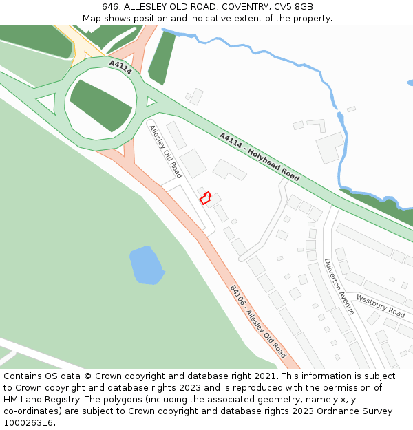 646, ALLESLEY OLD ROAD, COVENTRY, CV5 8GB: Location map and indicative extent of plot