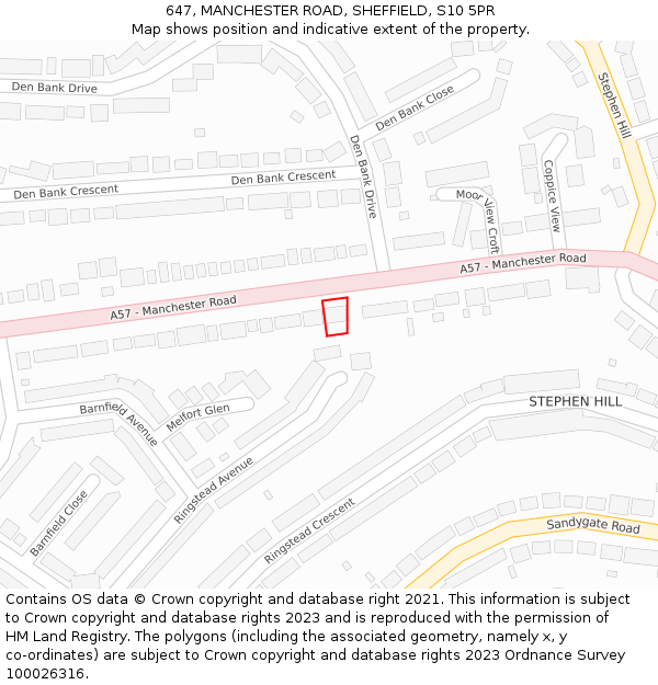 647, MANCHESTER ROAD, SHEFFIELD, S10 5PR: Location map and indicative extent of plot