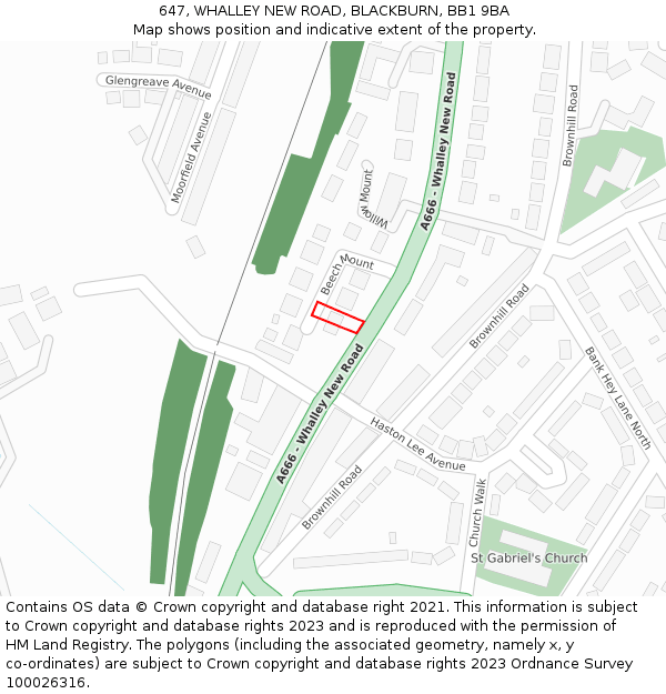 647, WHALLEY NEW ROAD, BLACKBURN, BB1 9BA: Location map and indicative extent of plot