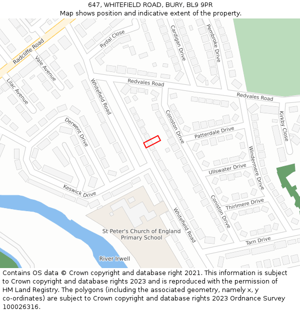 647, WHITEFIELD ROAD, BURY, BL9 9PR: Location map and indicative extent of plot