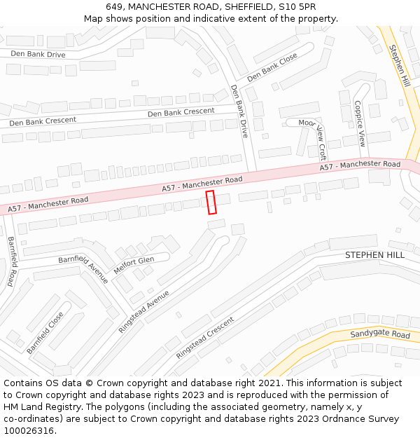 649, MANCHESTER ROAD, SHEFFIELD, S10 5PR: Location map and indicative extent of plot