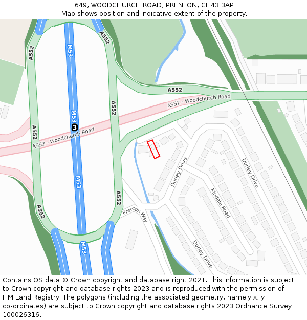 649, WOODCHURCH ROAD, PRENTON, CH43 3AP: Location map and indicative extent of plot