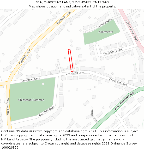 64A, CHIPSTEAD LANE, SEVENOAKS, TN13 2AG: Location map and indicative extent of plot