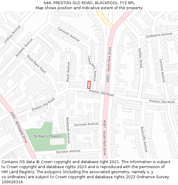 64A, PRESTON OLD ROAD, BLACKPOOL, FY3 9PL: Location map and indicative extent of plot
