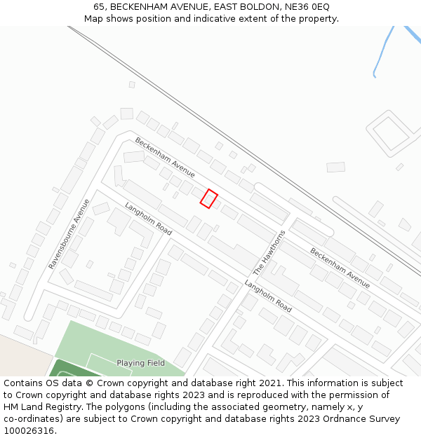 65, BECKENHAM AVENUE, EAST BOLDON, NE36 0EQ: Location map and indicative extent of plot