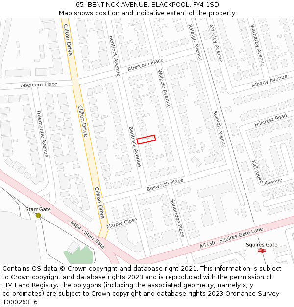 65, BENTINCK AVENUE, BLACKPOOL, FY4 1SD: Location map and indicative extent of plot