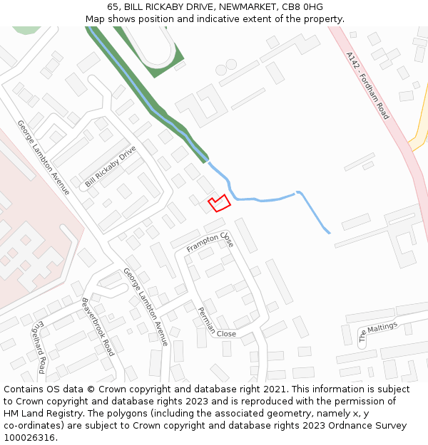 65, BILL RICKABY DRIVE, NEWMARKET, CB8 0HG: Location map and indicative extent of plot