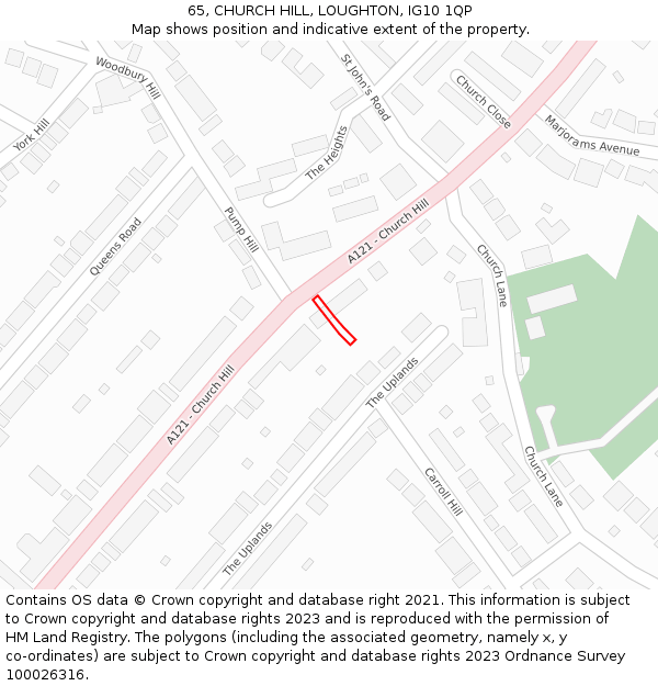 65, CHURCH HILL, LOUGHTON, IG10 1QP: Location map and indicative extent of plot