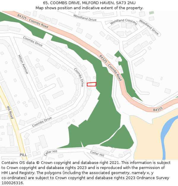 65, COOMBS DRIVE, MILFORD HAVEN, SA73 2NU: Location map and indicative extent of plot