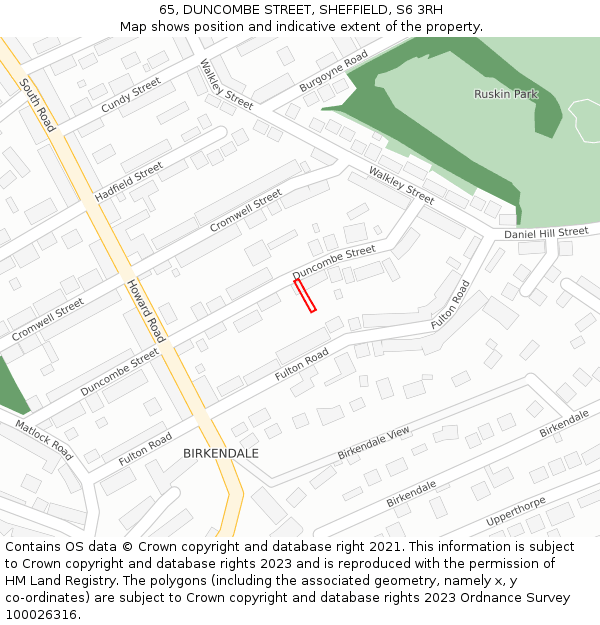 65, DUNCOMBE STREET, SHEFFIELD, S6 3RH: Location map and indicative extent of plot