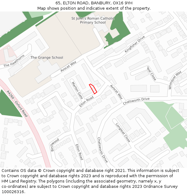 65, ELTON ROAD, BANBURY, OX16 9YH: Location map and indicative extent of plot