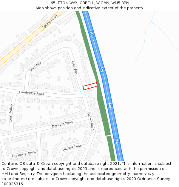 65, ETON WAY, ORRELL, WIGAN, WN5 8PN: Location map and indicative extent of plot