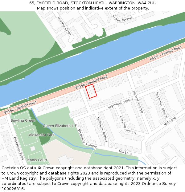 65, FAIRFIELD ROAD, STOCKTON HEATH, WARRINGTON, WA4 2UU: Location map and indicative extent of plot