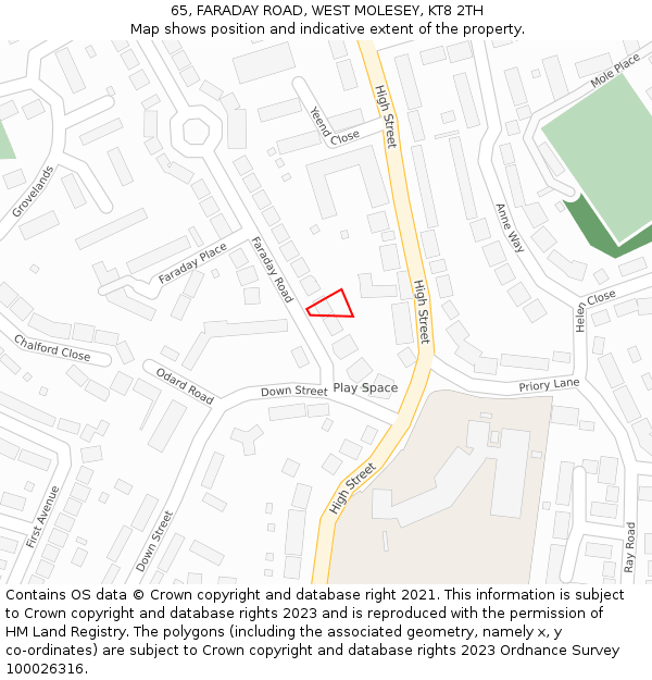 65, FARADAY ROAD, WEST MOLESEY, KT8 2TH: Location map and indicative extent of plot
