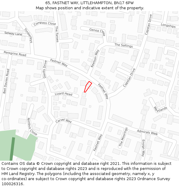 65, FASTNET WAY, LITTLEHAMPTON, BN17 6PW: Location map and indicative extent of plot