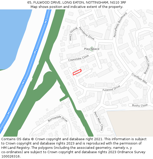 65, FULWOOD DRIVE, LONG EATON, NOTTINGHAM, NG10 3RF: Location map and indicative extent of plot