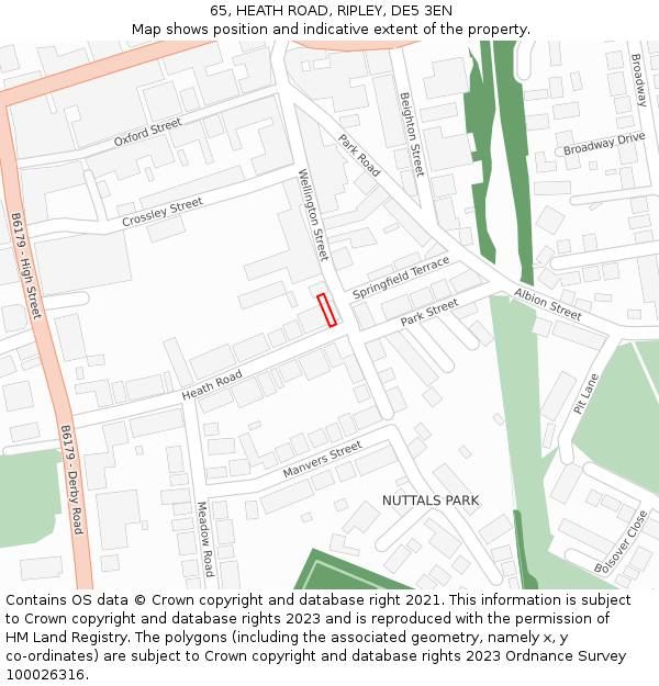 65, HEATH ROAD, RIPLEY, DE5 3EN: Location map and indicative extent of plot