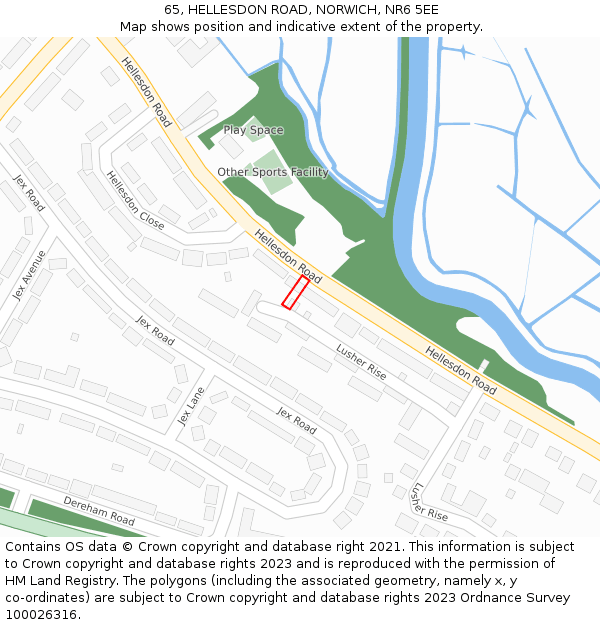 65, HELLESDON ROAD, NORWICH, NR6 5EE: Location map and indicative extent of plot