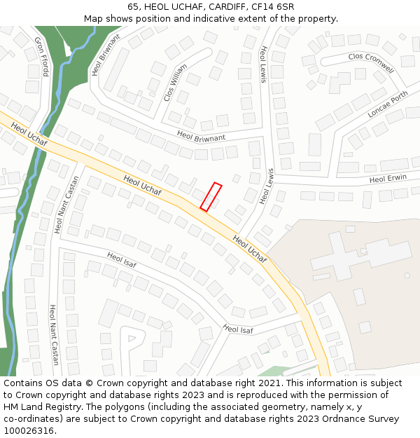 65, HEOL UCHAF, CARDIFF, CF14 6SR: Location map and indicative extent of plot