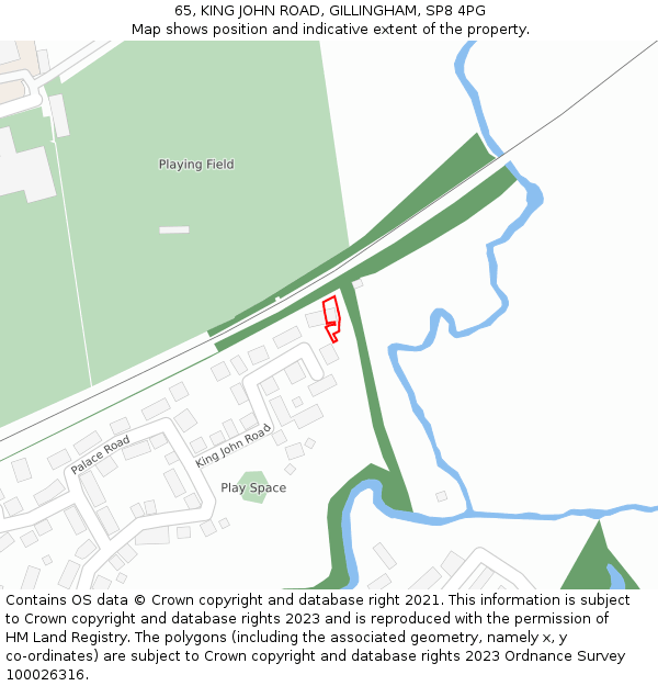 65, KING JOHN ROAD, GILLINGHAM, SP8 4PG: Location map and indicative extent of plot