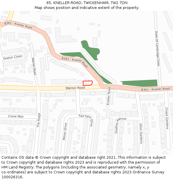 65, KNELLER ROAD, TWICKENHAM, TW2 7DN: Location map and indicative extent of plot