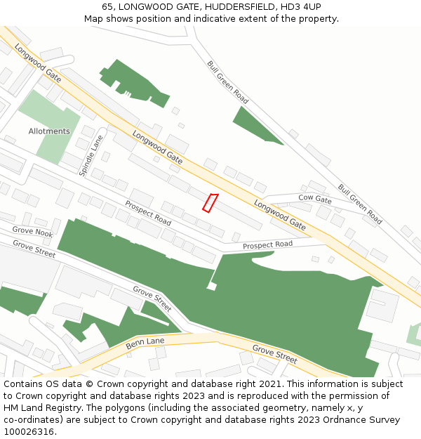 65, LONGWOOD GATE, HUDDERSFIELD, HD3 4UP: Location map and indicative extent of plot