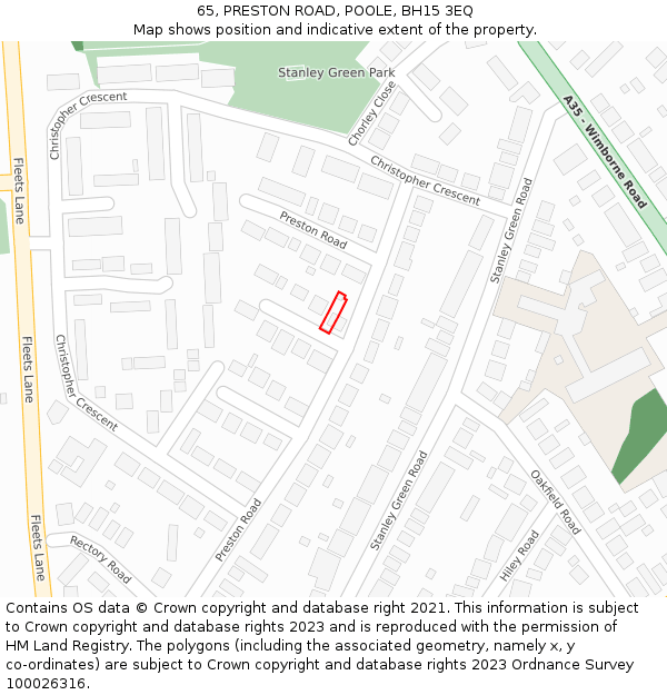 65, PRESTON ROAD, POOLE, BH15 3EQ: Location map and indicative extent of plot