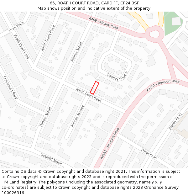 65, ROATH COURT ROAD, CARDIFF, CF24 3SF: Location map and indicative extent of plot